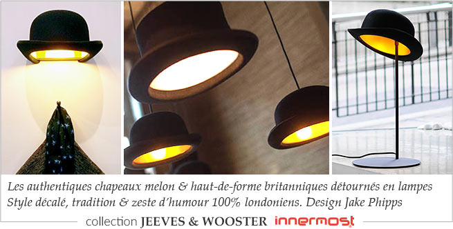 Collection de lampes chapeau Jeeves and Wooster  De la marque anglaise Innermost