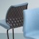 Dos de la chaise rembourrée, pieds laqués moka, assise moka, revêtue tissu Lama bleu ciel UNI Metalmobil