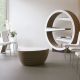 Table basse éco-design STONE Staygreen, 90 x 77 cm, coloris kraft naturel, plateau MDF blanc