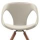 Chaise rembourrée design UP CHAIR Tonon, modèle fixe, assise cuir coloris blanc cassé, pieds chêne massif huilé