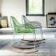 Rocking-chair cuir GUAPA DN Midj, coloris vert sauge U 69 et azur U 66