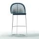 Chaise de bar en cuir et acier chromé GUAPA Midj, hauteur 75 cm, coloris bleu océan U 67