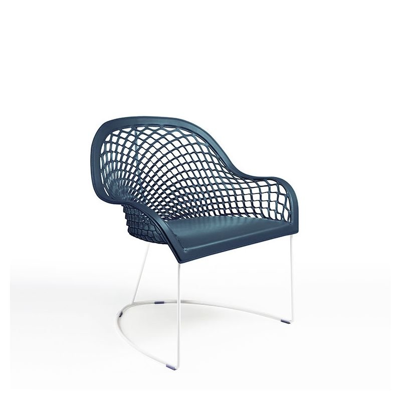 Fauteuil lounge GUAPA AT Midj, cuir coloris bleu océan U 67