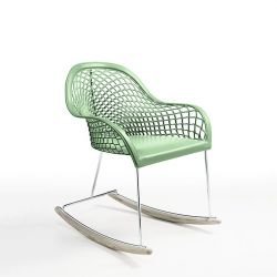 Rocking-chair cuir GUAPA DN Midj, coloris vert sauge U 69