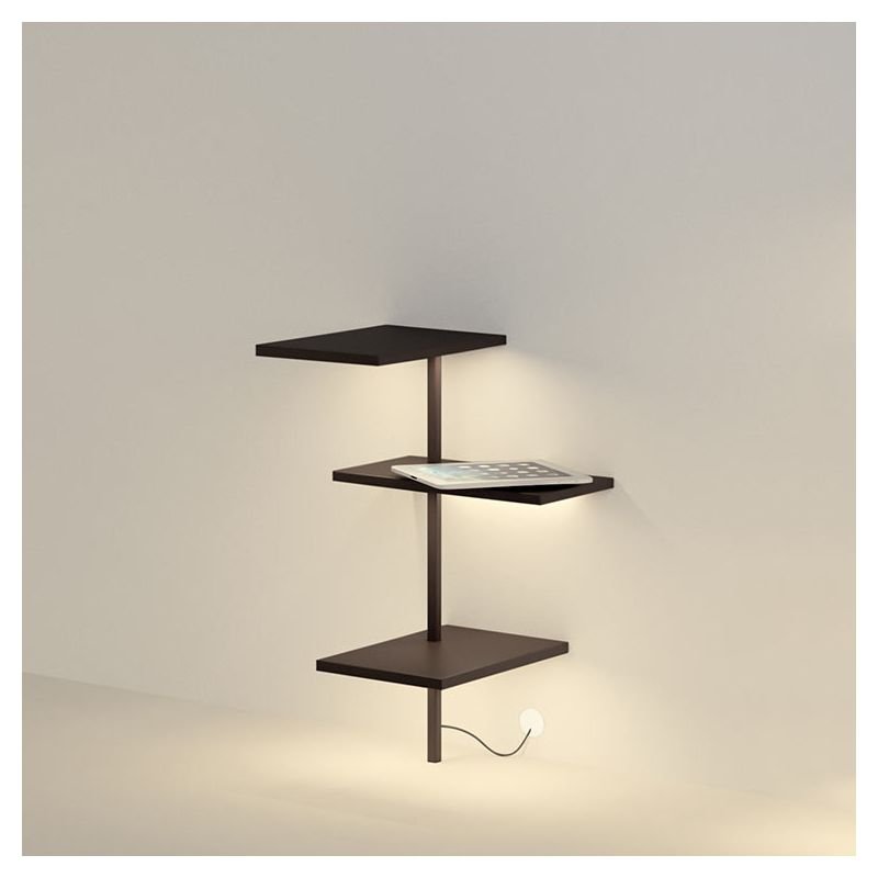 Suite, étagère murale Vibia 3 tablettes & lampe led