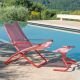 Pouf et fauteuil relax de jardin SNOOZE Emu, toile rouge et structure acier rouge