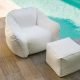 Fauteuil et pouf cube rembourrés en tissu MOON Fast, pour l'intérieur et l'extérieur