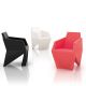 Fauteuils design GEMMA B-Line, coloris noir, blanc et corail