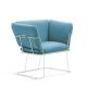 Fauteuil MERANO B-Line, chassis blanc, tissu Jumper bleu ciel