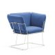 Fauteuil MERANO B-Line, chassis blanc, tissu Revive bleu