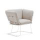 Fauteuil MERANO B-Line, chassis blanc, tissu Revive écru