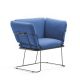 Fauteuil MERANO B-Line, chassis noir, tissu Revive bleu