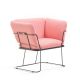 Fauteuil MERANO B-Line, chassis noir, tissu Revive rose
