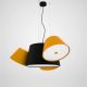 Suspension design en métal TAM TAM 3 Marset, abat-jour central noir, 3 abat-jour orange