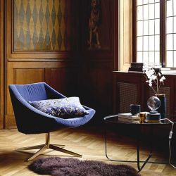 Fauteuil pivotant velours bleu pied étoile doré ELEGANT Bloomingville