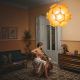 Suspension LED DANDELION LZF, finition hêtre jaune