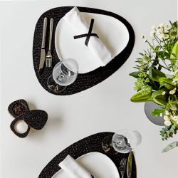 Set de table cuir recyclé Lace noir CURVE L Lind DNA