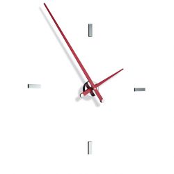 Horloge murale TACON L Nomon acier, aiguilles noyer rouge, 4 repères horaire