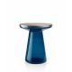 Table d'appoint FIGURE Teo, verre bleu et plateau acier brossé