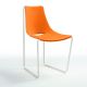 Chaise cuir APELLE S Midj, pieds blancs, orange U21