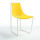 Chaise cuir APELLE S Midj, pieds blancs, jaune U56