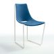Chaise cuir APELLE S Midj, pieds blancs, bleu océan U67