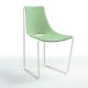 Chaise cuir APELLE S Midj, pieds blancs, vert sauge U58