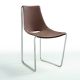 Chaise cuir APELLE S Midj, pieds chromés, café U25