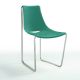 Chaise cuir APELLE S Midj, pieds chromés, vert pin U68