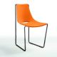 Chaise cuir APELLE S Midj, pieds Nickel noir, orange U21