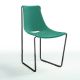 Chaise cuir APELLE S Midj, pieds Nickel noir, vert pin U68