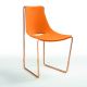 Chaise cuir APELLE S Midj, pieds or rose, orange U21