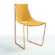 Chaise cuir APELLE S Midj, pieds or rose, ocre U22