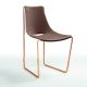 Chaise cuir APELLE S Midj, pieds or rose, café U25