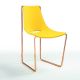 Chaise cuir APELLE S Midj, pieds or rose, jaune U56