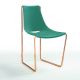 Chaise cuir APELLE S Midj, pieds or rose, vert pin U68