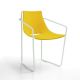 Fauteuil cuir APELLE P Midj, pieds blancs, jaune U56