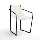 Fauteuil cuir APELLE P Midj, pieds laqué noir, blanc U05