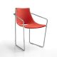 Fauteuil cuir APELLE P Midj, pieds chromés, rouge U42