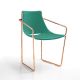 Fauteuil cuir APELLE P Midj, pieds or rose, vert pin U68