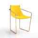 Fauteuil cuir APELLE P Midj, pieds or rose, jaune U56