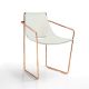 Fauteuil cuir APELLE P Midj, pieds or rose, blanc U05