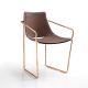 Fauteuil cuir APELLE P Midj, pieds or rose, café U25