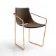 Fauteuil cuir APELLE P Midj, pieds or rose, marron foncé U41