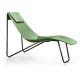 Chaise longue cuir APELLE CL Midj, pieds laqué noir, vert sauge U69