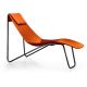 Chaise longue cuir APELLE CL Midj, pieds laqué noir, orange U21