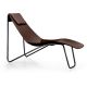 Chaise longue cuir APELLE CL Midj, pieds laqué noir, café U25