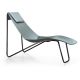 Chaise longue cuir APELLE CL Midj, pieds laqué noir, azur U66