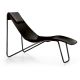 Chaise longue cuir APELLE CL Midj, pieds laqué noir, noir U04