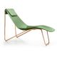 Chaise longue cuir APELLE CL Midj, pieds or rose, vert sauge U69